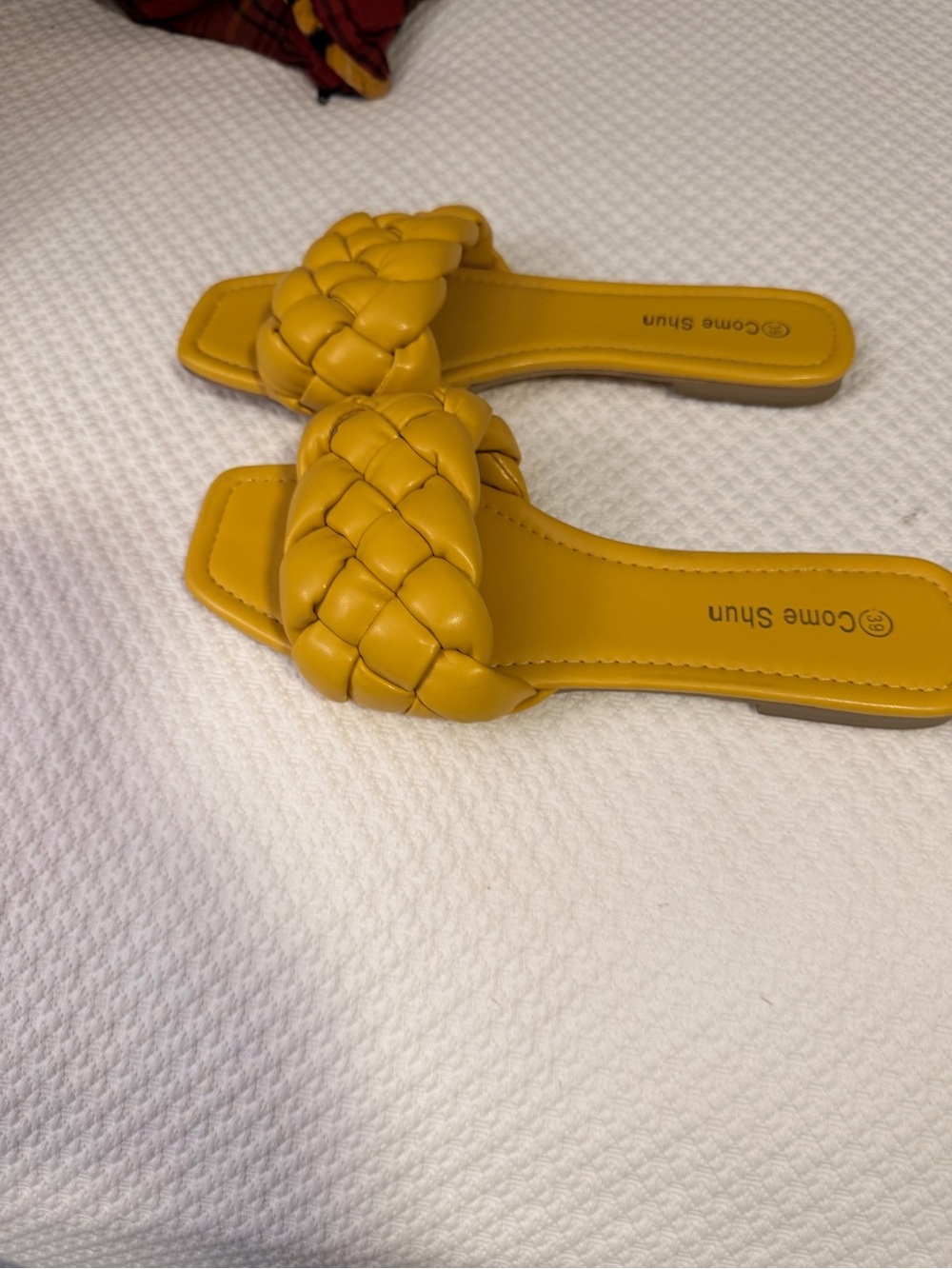 Braided Slide Sandals in Mustard Yellow